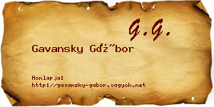 Gavansky Gábor névjegykártya
